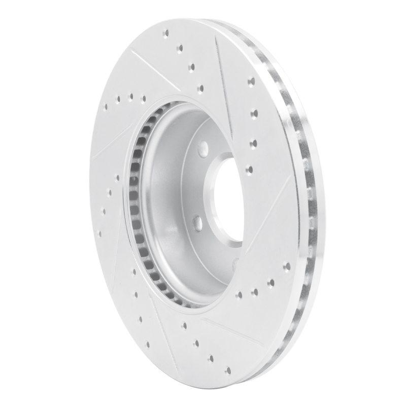 Cadillac ATS Brake Rotor (1) - Front Left - R1 Concepts - Drilled & Slotted - Silver - `13-`25